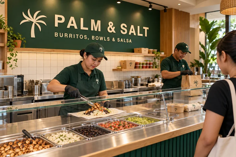 AI-generated service-counter design with burrito assembly
