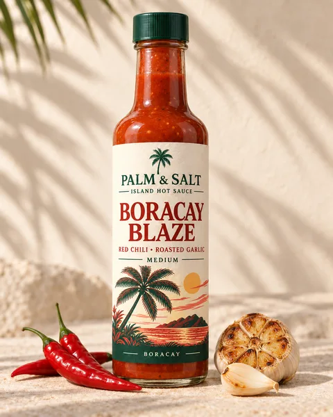 Boracay Blaze hot sauce bottle design