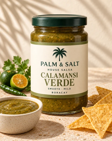 Calamansi Verde salsa jar design